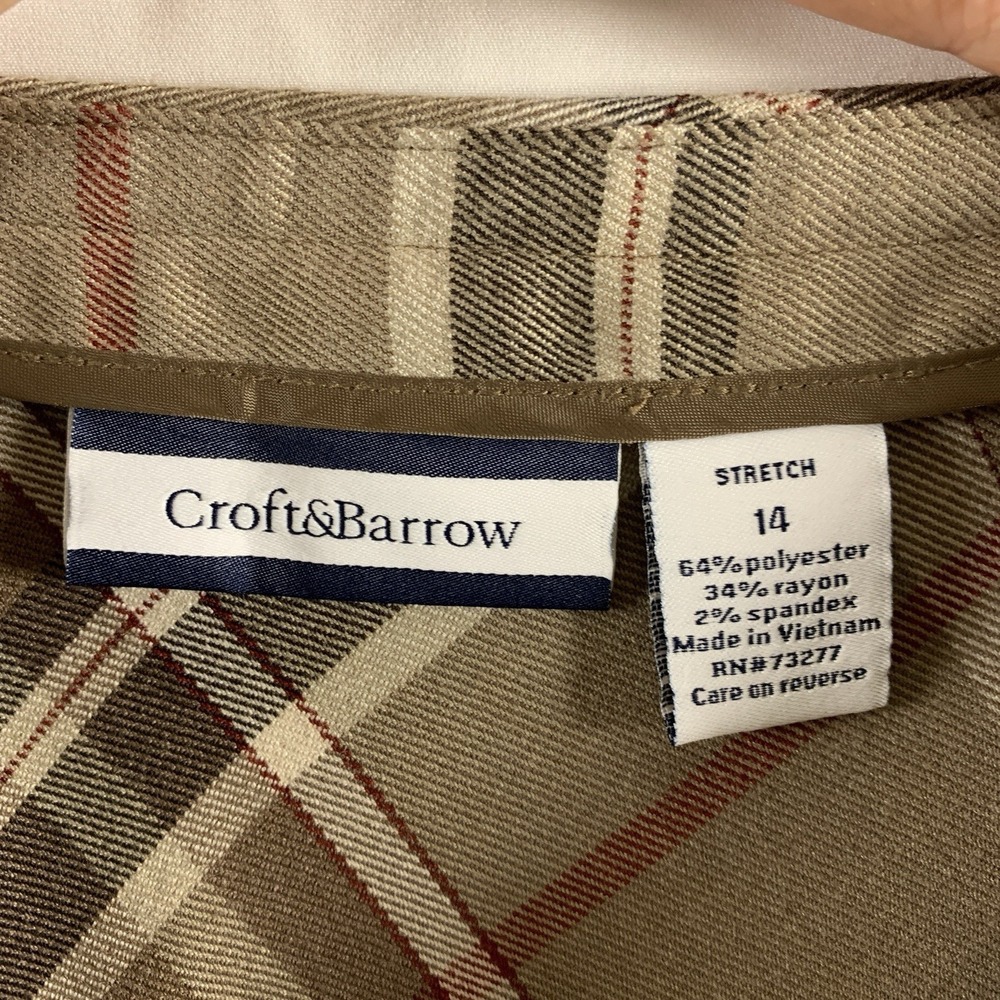 Womens Bias Tartan Plaid Midi Skirt Sz 14 Brown Academia Countryside Heritage - Picture 8 of 11